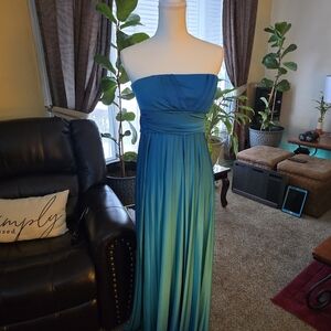 Speechless Strapless Blue Green Dress